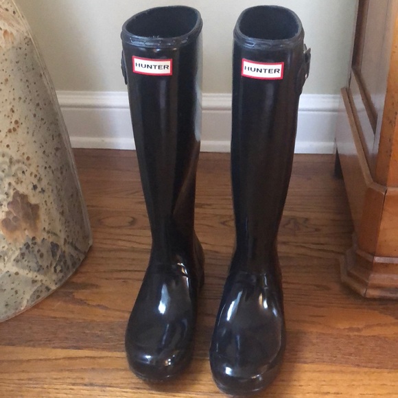 Hunter Glossy black tall boots 8 - Picture 3 of 8